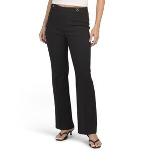 COUNTERPARTS Black Super Stretch Bootcut Pants With Faux Belt And Hardware